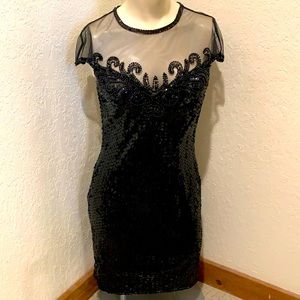 Vintage 80s Black Sequin Dress